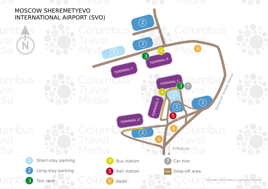 Схема аэропорта Шереметьево и терминалов (SVO)