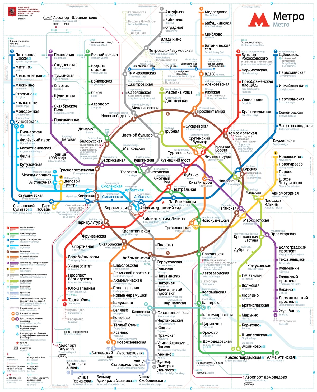 Схема сети Московского метрополитена